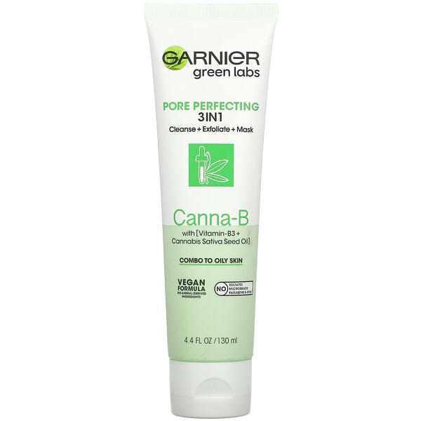 Garnier, Green Labs, 3-в-1 для улучшения пор, Cana-B с витамином B3 и маслом семян конопли, 130 мл (4,4 жидк. Унции) (Товар снят с продажи) 