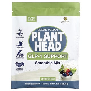 Genceutic Naturals, Plant Head® GLP-1 Support, Smoothie Mix, Unflavored, 1.25 oz (35.45 g)