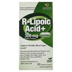 Genceutic Naturals, Ácido R-lipoico, 300 mg, 60 cápsulas vegetales