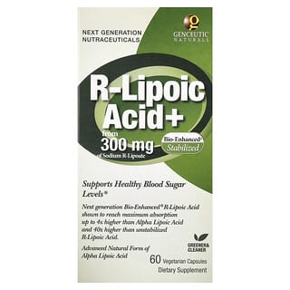 Genceutic Naturals, Acide R-Lipoïque, 300 mg, 60 capsules végétariennes