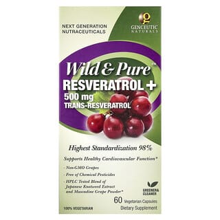 Genceutic Naturals, Wild & Pure™, Resveratrol+, 60 Vegetarian Capsules