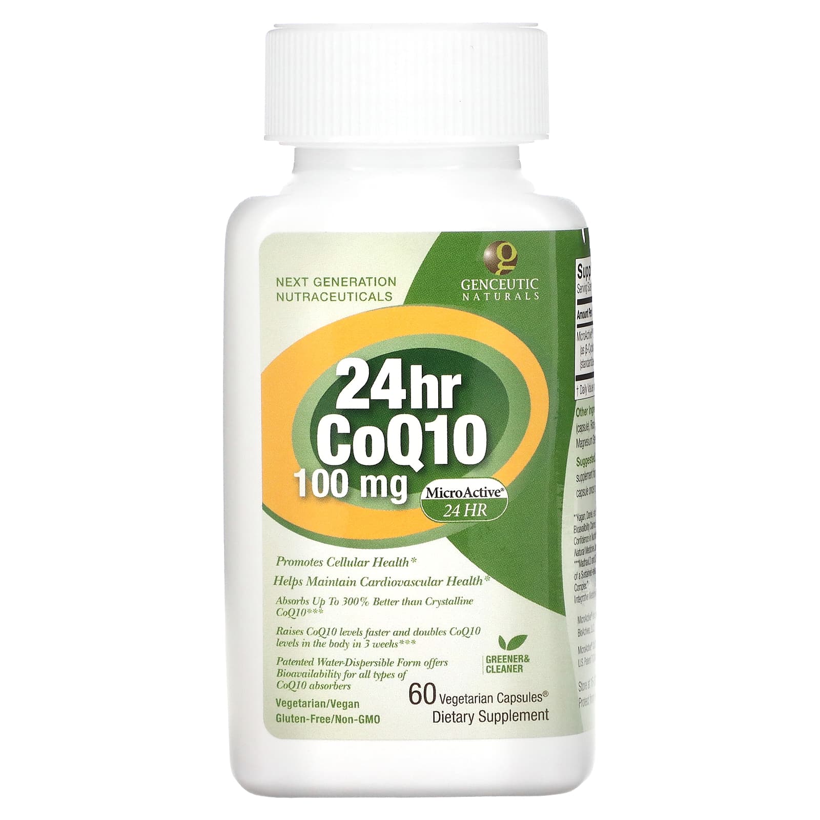 Genceutic Naturals 24hr Coq10 100 Mg 60 Vegetarian Capsules 7821