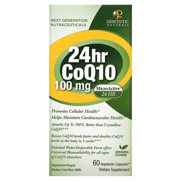 Genceutic Naturals, 24hr CoQ10, 100 mg, 60 vegetarische Kapseln