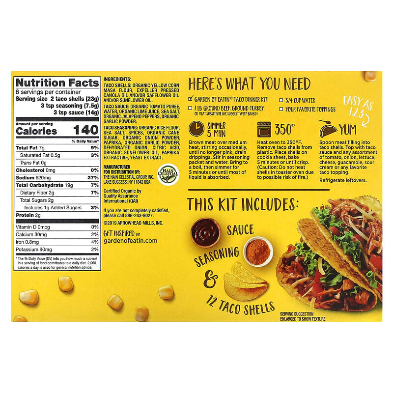 Kit de taco cu porumb galben, 9,4 oz (267 g)
