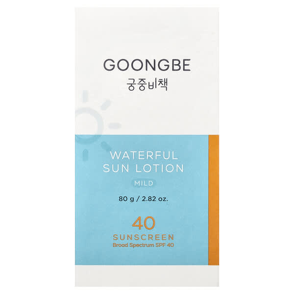Goongbe, 워터풀 썬 로션 자외선 차단제, 마일드, SPF 40, 80g(2.82oz)