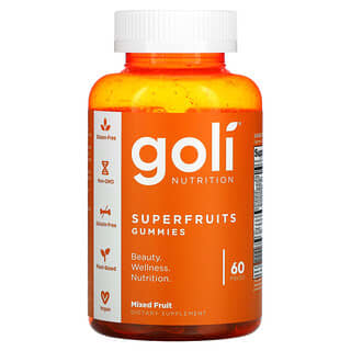 Goli Nutrition, Gomitas de superfrutas, Mezcla de frutas, 60 piezas