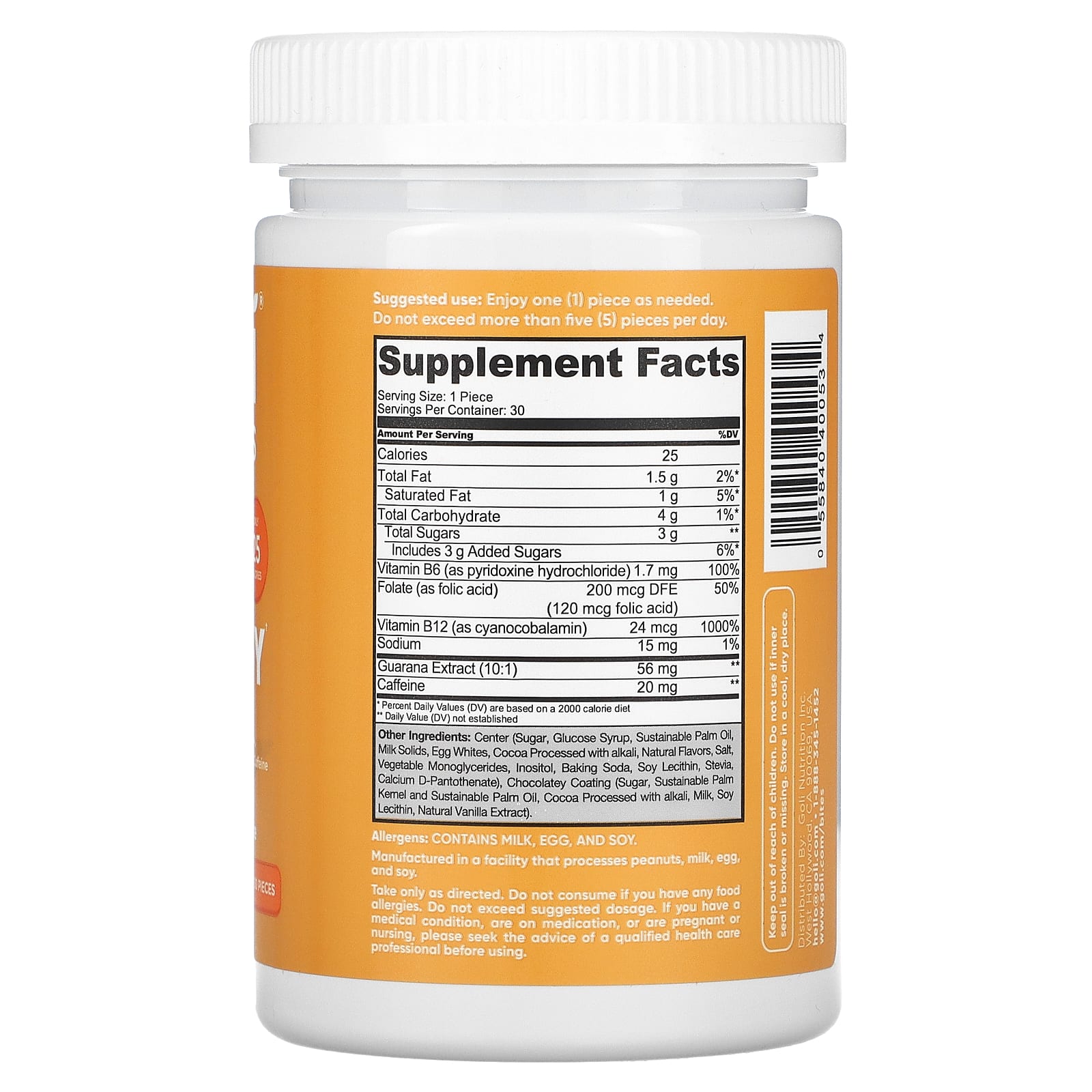 Goli Nutrition, Energy Bites, Salted Caramel Chocolate, 30 Pieces