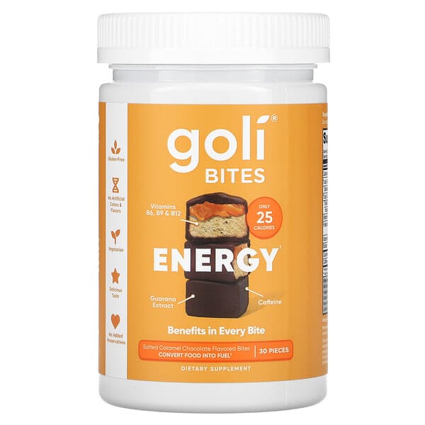 Goli Nutrition‏, Energy Bites, Salted Caramel Chocolate, 30 Pieces