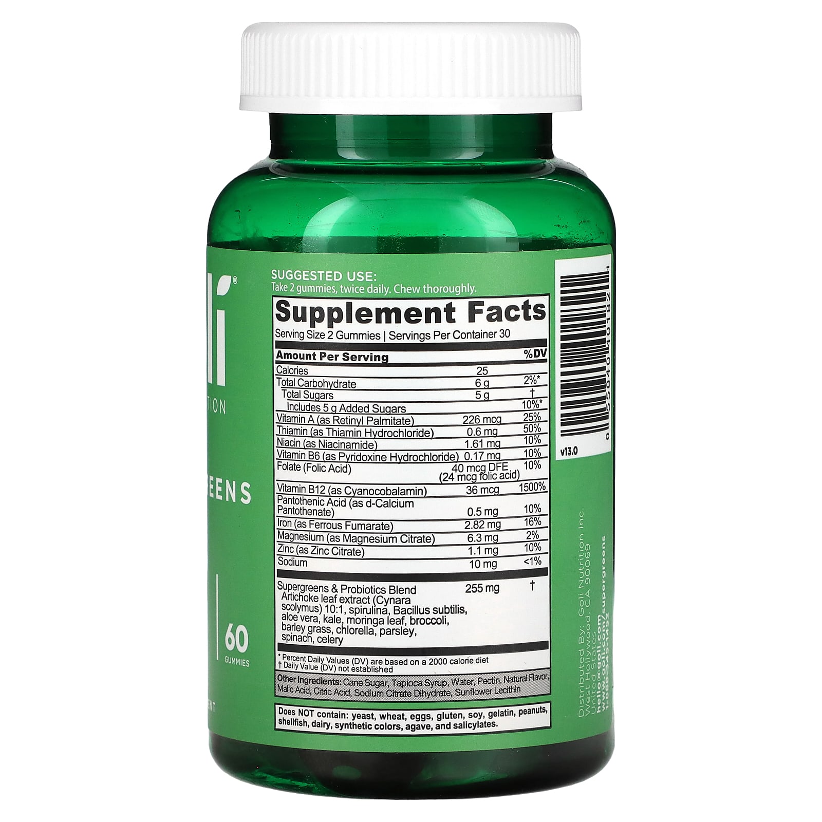 Goli Nutrition, Supergreens Gummies, 60 Gummies