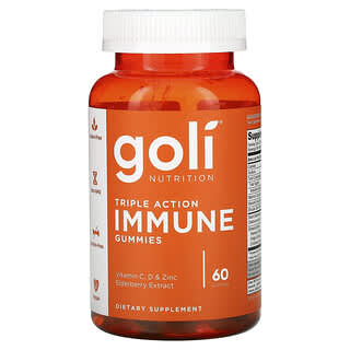 Goli Nutrition, Triple Action Immune Gummies, Immunsystem-Fruchtgummis mit Dreifachwirkung, 60 Fruchtgummis