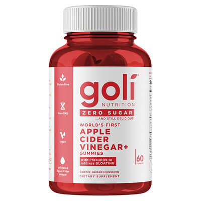 Goli Nutrition, World's First Apple Cider Vinegar + Gummies, Sugar-Free, 60 Gummies