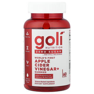 Goli Nutrition, 세계 최초의 사과 식초+ 구미젤리, 설탕 무함유, 구미젤리 60개