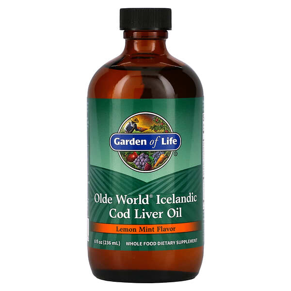 Garden of Life, Aceite de hígado de bacalao islandés Olde World, Limón y menta, 236 ml (8 oz. líq.)