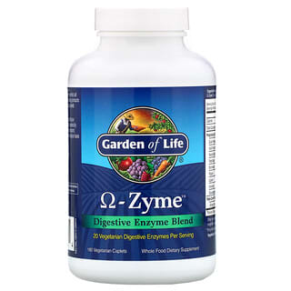 Garden of Life, Omega-Zyme, Mezcla de enzimas digestivas, 180 comprimidos oblongos vegetales