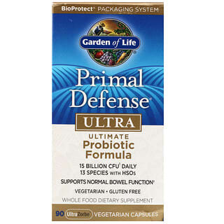 Garden of Life, Primal Defense，Ultra，高級益生菌配方，90 粒 UltraZorbe 素食膠囊