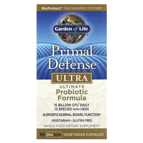 Garden of Life, Primal Defense, Ultra, Ultimate Probiotic Formula, probiotische Formel, 90 vegetarische Kapseln (UltraZorbe)