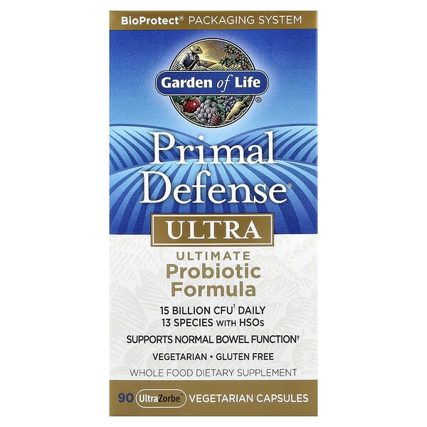 Garden of Life, Primal Defense®, 울트라, 얼티밋 프로바이오틱 포뮬라, UltraZorbe™ 베지 캡슐 90정