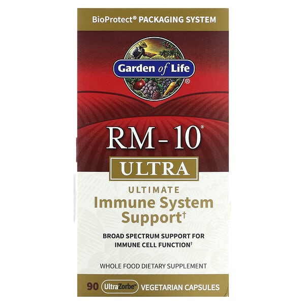 Garden of Life, RM-10 Ultra, Suporte Definitivo para o Sistema Imunológico, 90 Cápsulas Vegetarianas UltraZorbe