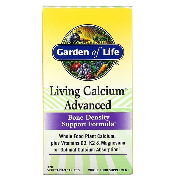 Garden of Life, Living Calcium แอดวานซ์ บรรจุเม็ดมังสวิรัติ 120 เม็ด