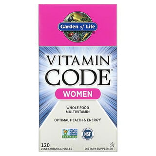 Garden of Life, Vitamin Code วิตามินรวมจากโฮลฟู้ดสำหรับผู้หญิง บรรจุแคปซูลมังสวิรัติ 120 แคปซูล