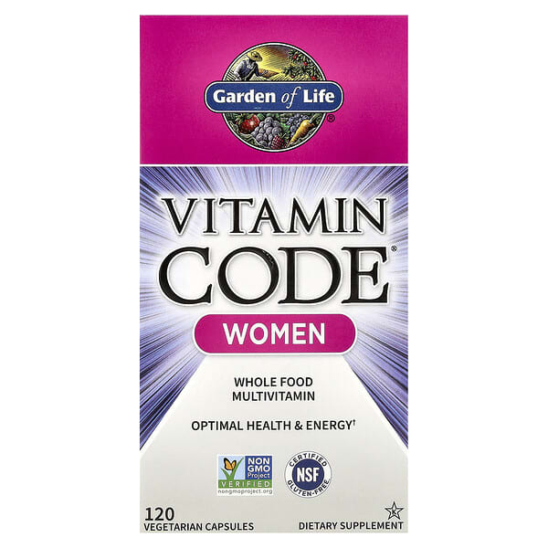 Vitamin Code、女性向けの自然食品マルチビタミン、ベジカプセル120粒