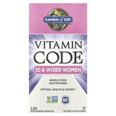 Garden of Life, Vitamin Code&reg;, Whole Food Multivitamin For 50 & Wiser Women, 120 Vegetarian Capsules