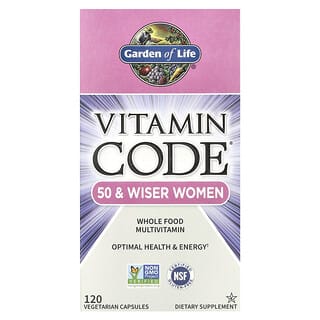 Garden of Life, Vitamin Code, multivitaminico a base di alimenti integrali per la donna over 50, 120 capsule vegetariane