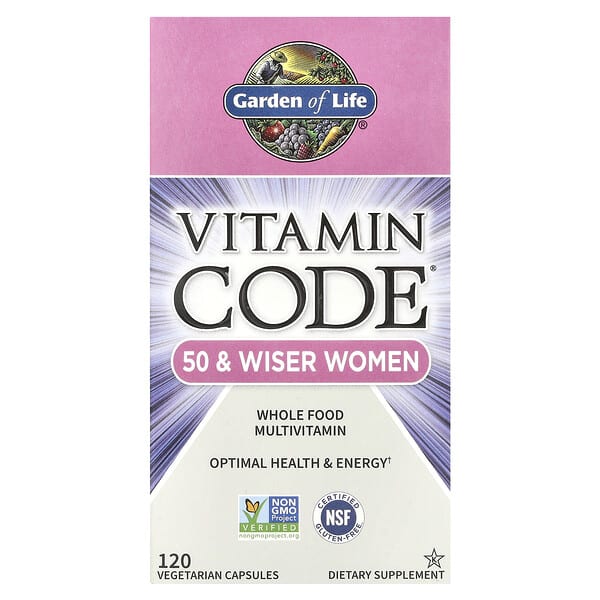 Garden of Life Vitamin Code®, Whole Food Multivitamin For 50 & Wiser Women, 120 Vegetarian Capsules