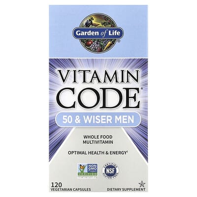 Garden of Life, Vitamin Code&reg;, 50 & Wiser Men, Whole Food Multivitamin, 120 Vegetarian Capsules