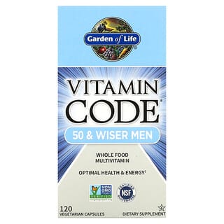 Garden of Life, Vitamin Code, Para hombres de 50 años y más sabios, Suplemento multivitamínico a base de alimentos integrales, 120 cápsulas vegetales