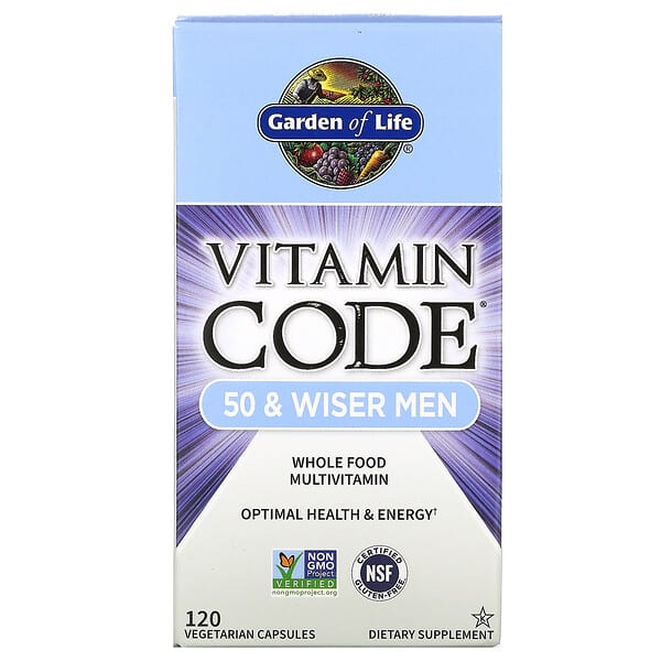 Garden of Life‏, Vitamin Code, 50 & Wiser Men, 120 כמוסות צמחיות