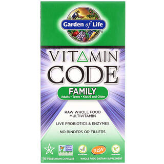 Garden of Life, Vitamin Code، للعائلة، فيتامينات متعددة من الأغذية الكاملة الخام، 120 كبسولة نباتية