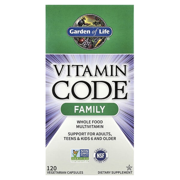 Vitamin Code®、家族向け、自然食品のマルチビタミン、ベジカプセル120粒