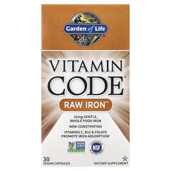 Vitamin Code（ビタミンコード）、未加工鉄、ヴィーガンカプセル30粒