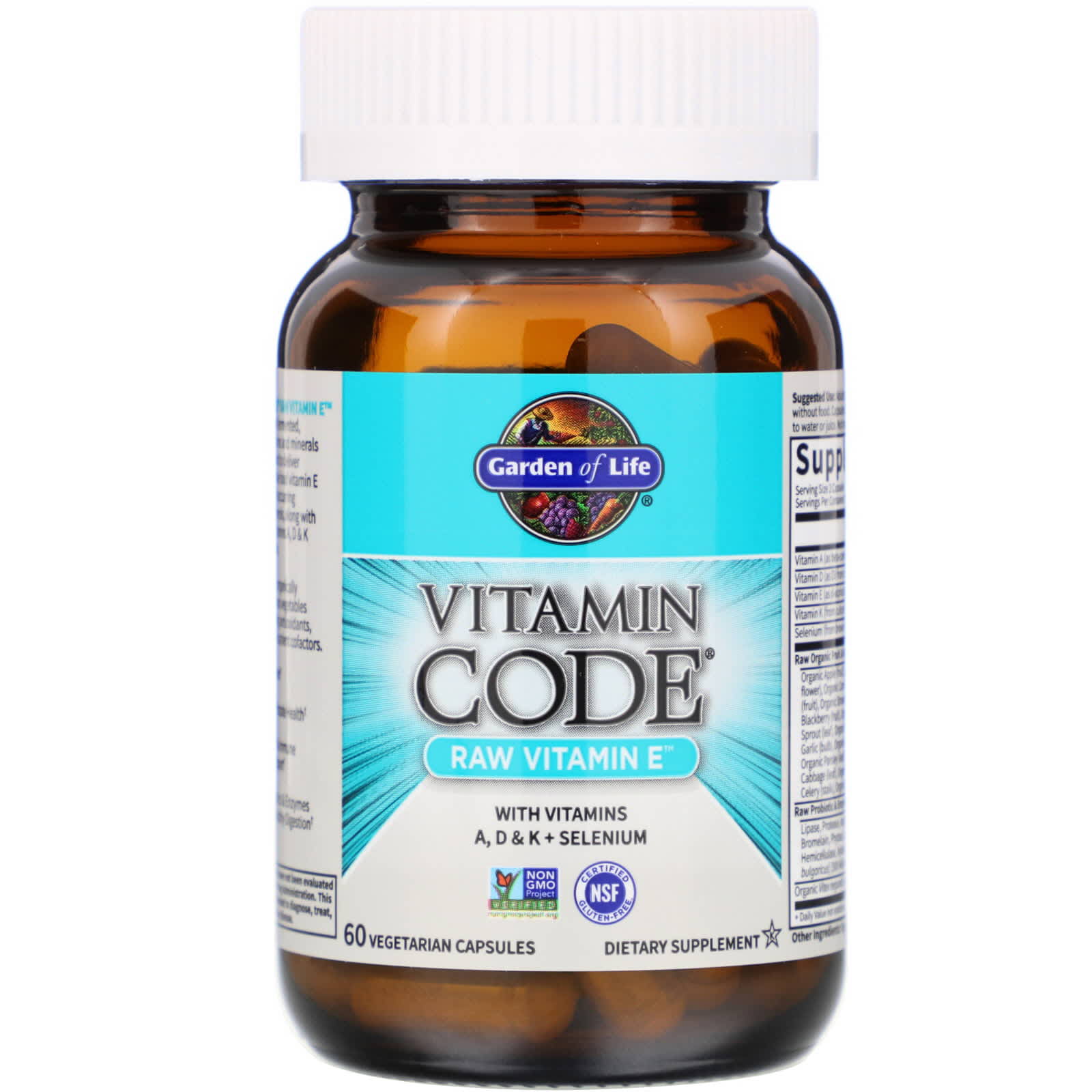 Garden of Life, Vitamin Code, RAW Vitamin E, 60 Vegetarian Capsules