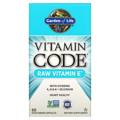 Garden of Life‏, Vitamin Code‏, ויטמין E RAW‏, 60 כמוסות צמחוניות