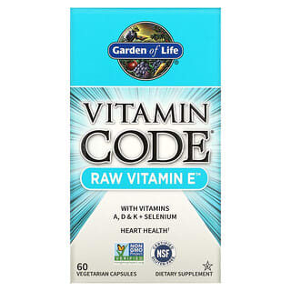 غاردن أوف لايف‏, ، 60 كبسولة نباتية،RAW Vitamin E، Vitamin Code