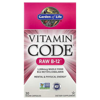 Garden of Life, Vitamin Kodu, RAW B-12, 30 Vegan Kapsül