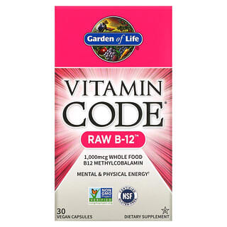 Garden of Life, Vitamin Code, RAW B-12 บรรจุแคปซูลวีแกน 30 แคปซูล