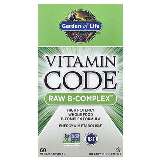 Garden of Life, Vitamin Code, RAW B-Complex, комплекс вітамінів групи B, 60 веганських капсул