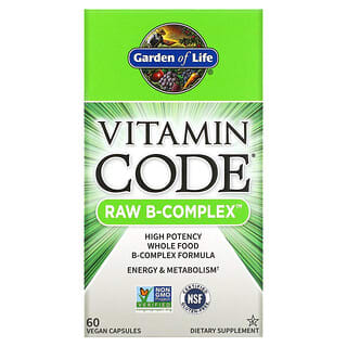 Garden of Life, Vitamin Code, Raw B-Complex, комплекс витаминов группы В, 60 веганских капсул
