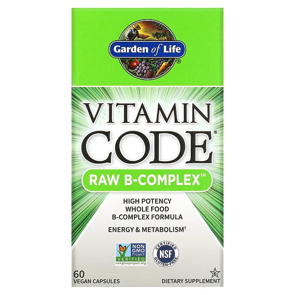 Garden of Life, Vitamin Code, Raw B-Complex, комплекс витаминов группы В, 60 веганских капсул