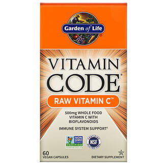 Garden of Life, Vitamin Code، RAW Vitamin C، عدد 60 كبسولة نباتية