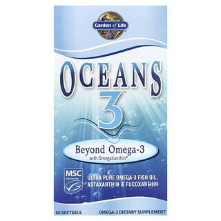 Garden of Life, Oceans 3，Beyond 含有欧米茄叶黄素的欧米茄3鱼油软胶囊， 60粒