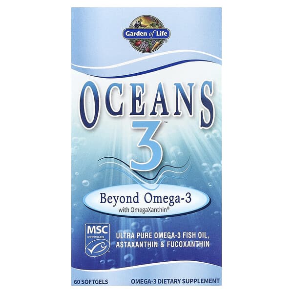 Garden of Life Oceans 3™, Beyond Omega-3 with OmegaXanthin™, 60 Softgels