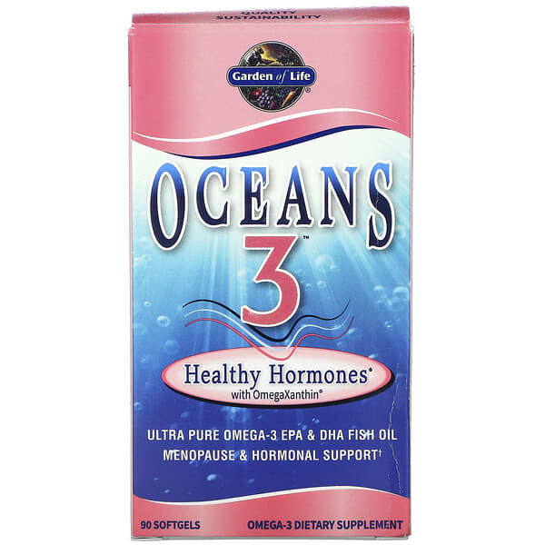 Garden of Life, Oceans 3, OmegaXanthinを含む健康的ホルモン, 90 ソフトジェル