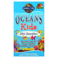 Garden of Life, Oceans Kids, DHA Chewables, Ages 3 and Older, Berry Lime, 120 mg, 120 Chewable Softgels