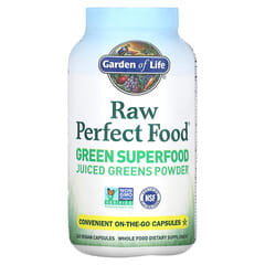 Garden of Life‏, Raw Perfect Food, Green Superfood, אבקת מיצי ירקות, 240 כמוסות טבעוניות