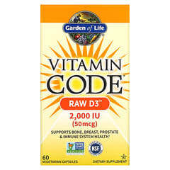 Garden of Life, Vitamin Code, RAW D3, 50 µg (2000 UI), 60 capsules végétariennes