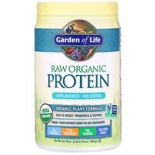 Garden of Life, RAW（未加工）オーガニックタンパク質、オーガニック植物成分、無香料、560g（19.75オンス）